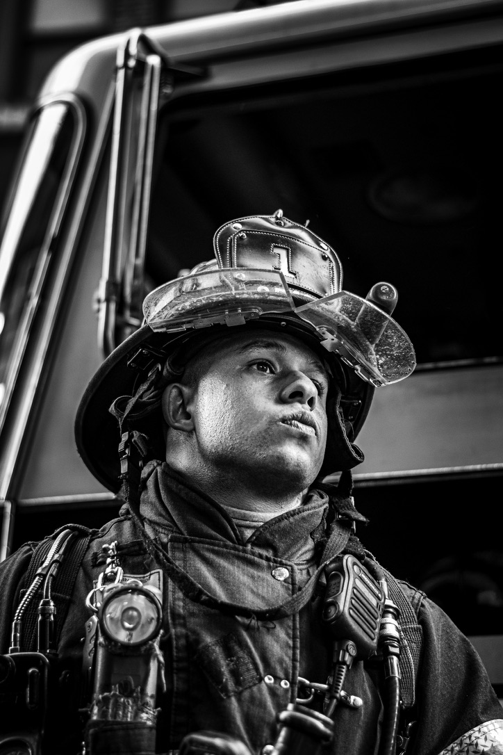 Pompier en intervention de nuit