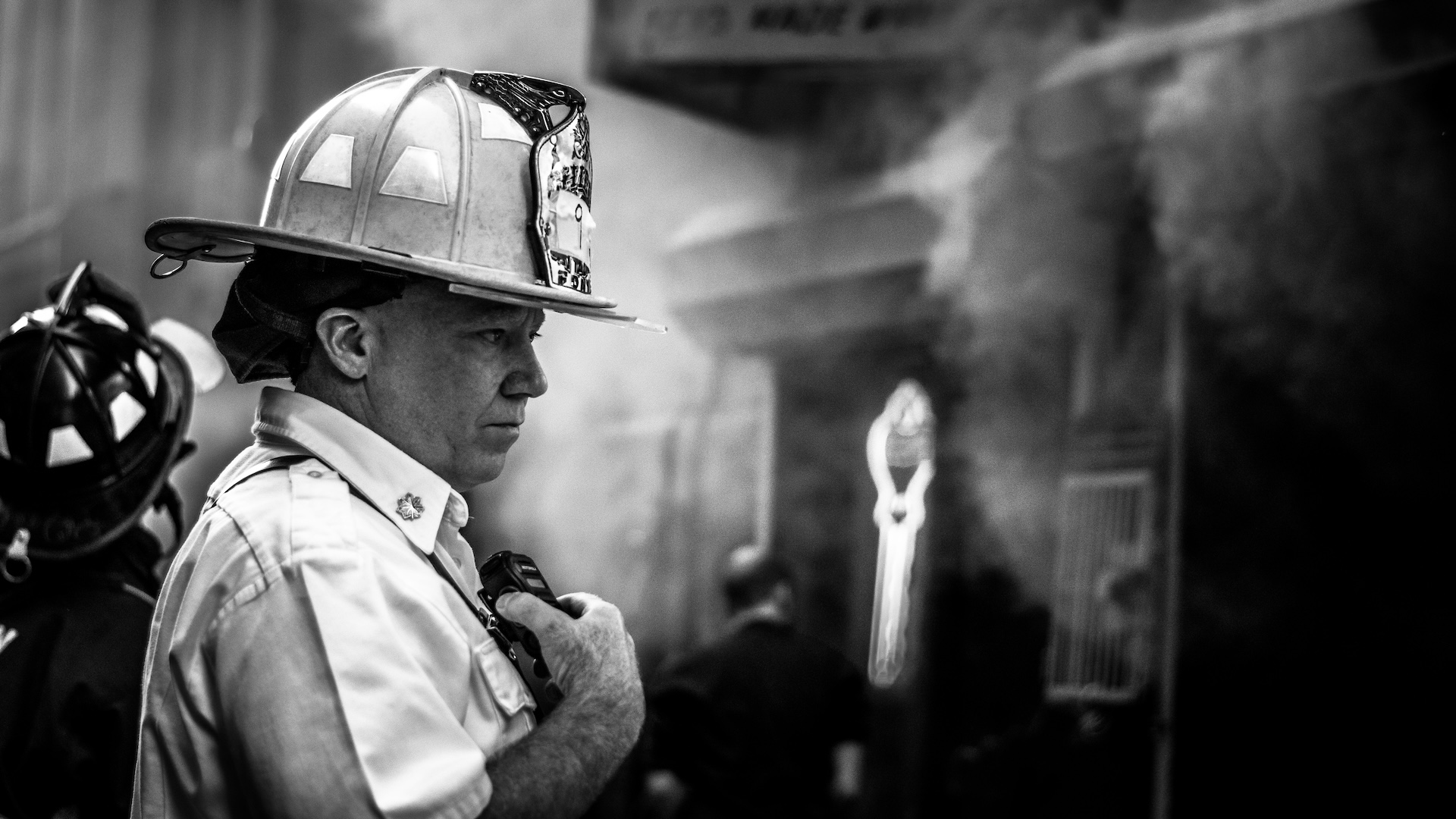 Pompier en intervention de nuit